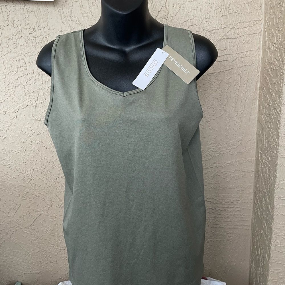 Chicos Reversible Tank top size 2, Fatigue Green